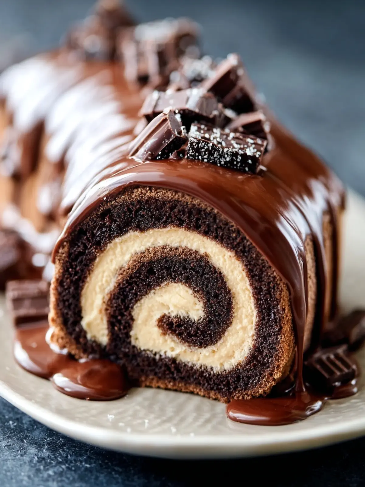 Decadent Chocolate Swiss Roll Cake First Image