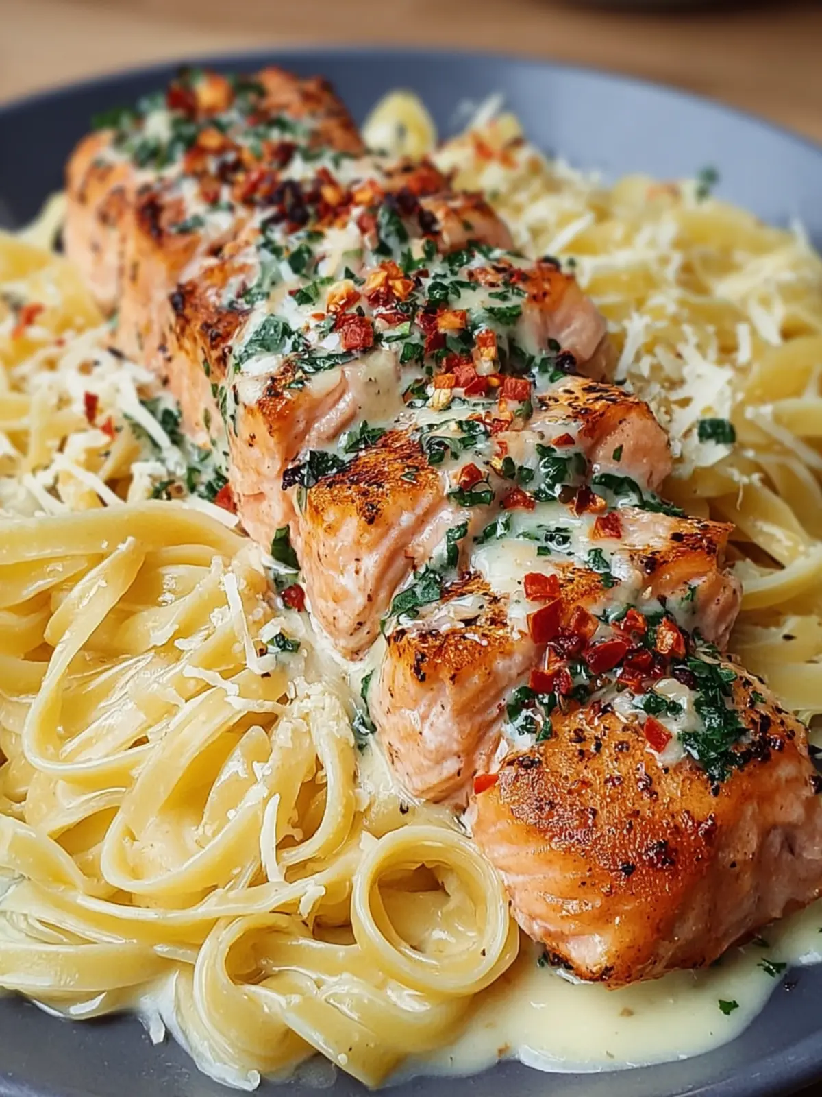 Creamy Garlic Salmon Pasta Delight First Image