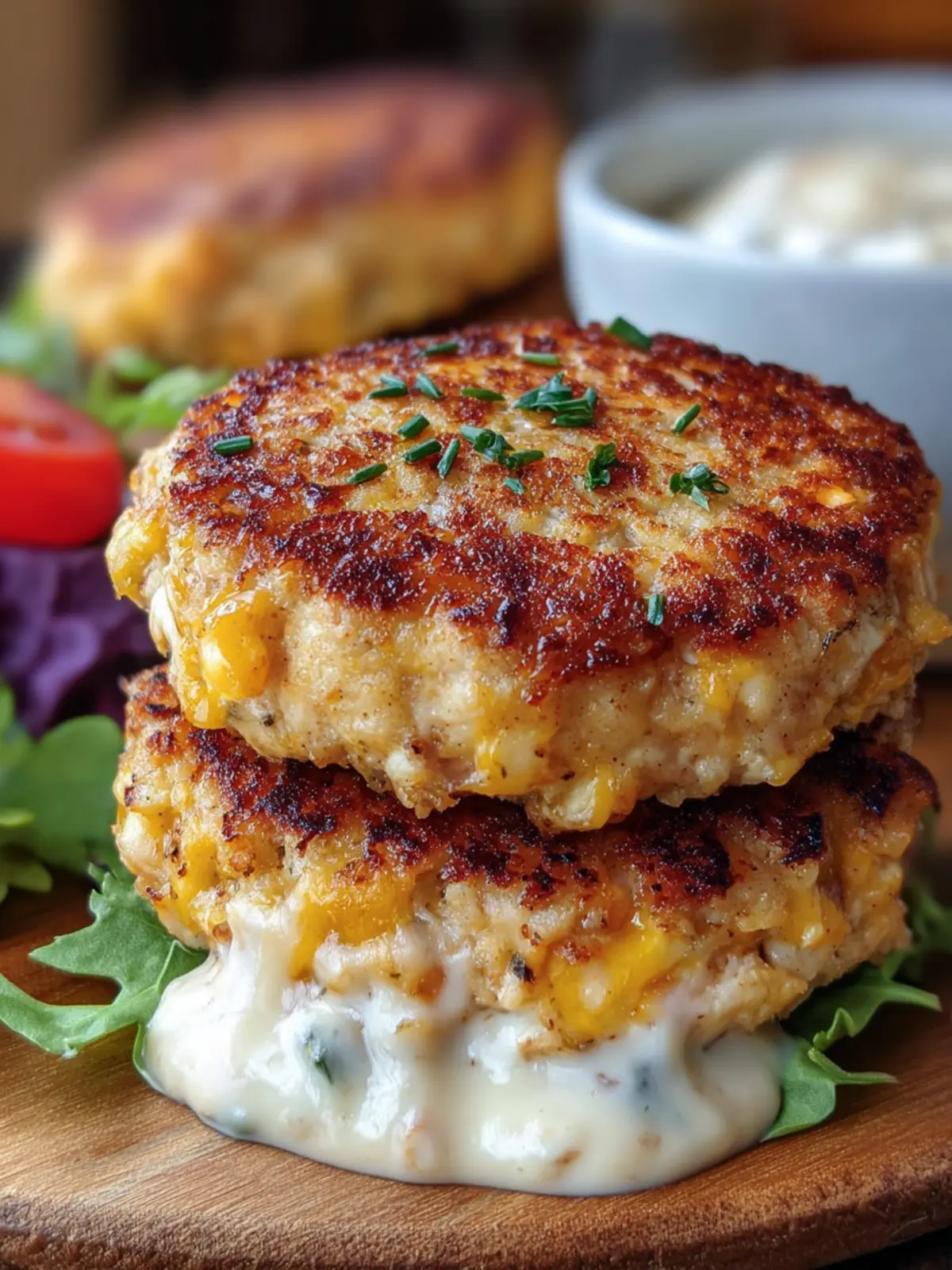 Cheddar-Stuffed Chicken Patties Recipe First Image