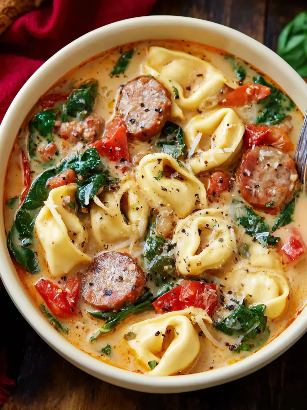 Creamy Tuscan Sausage Tortellini Soup First Image