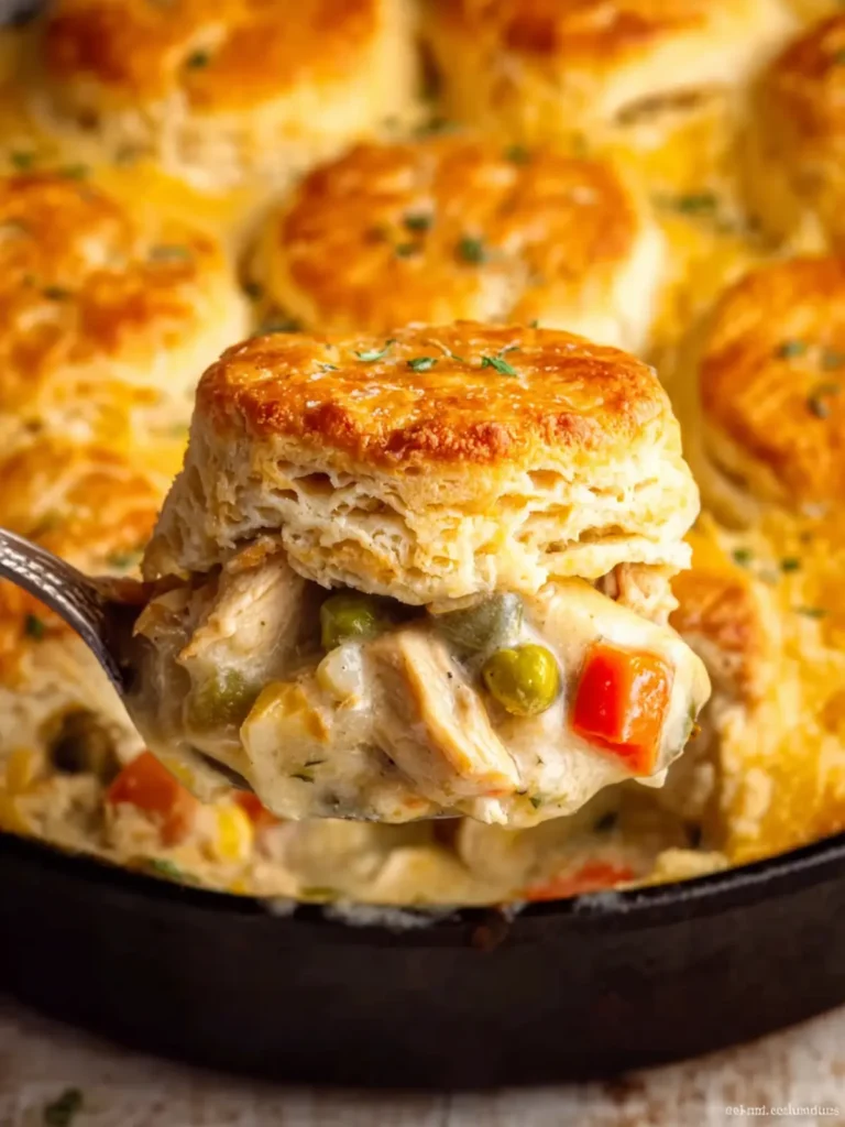 Easy Chicken Pot Pie Casserole With Biscuits First Image