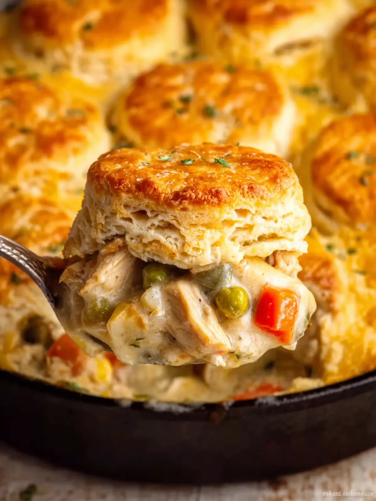 Easy Chicken Pot Pie Casserole With Biscuits First Image