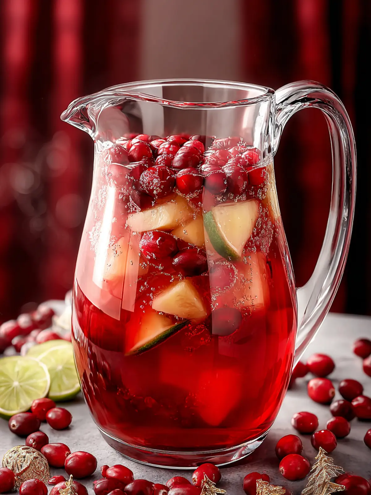 Festive Cranberry Punch Pitcher for Holiday Gatherings First Image