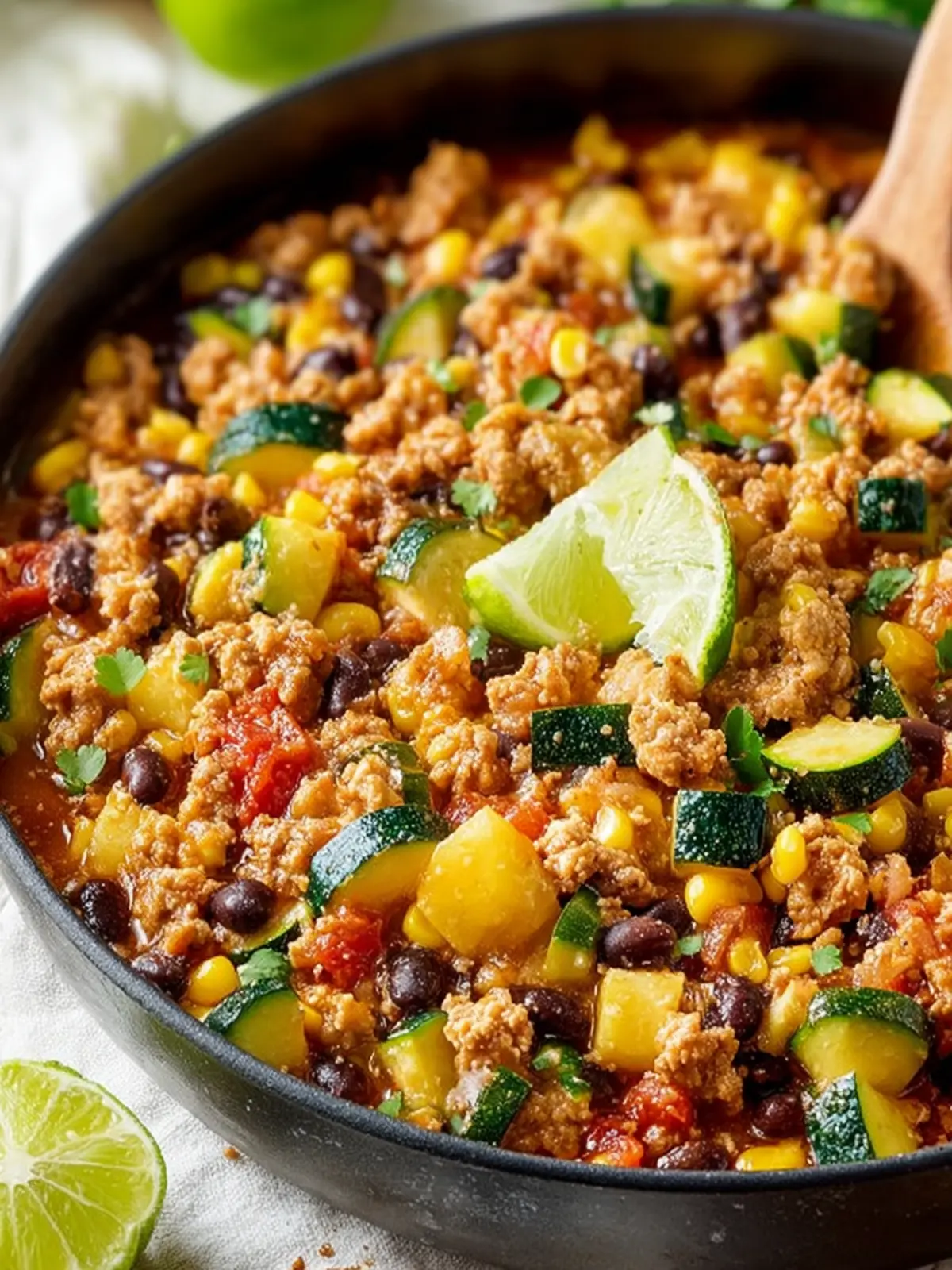 Ground Turkey Skillet with Zucchini, Corn, Black Beans and Tomato First Image