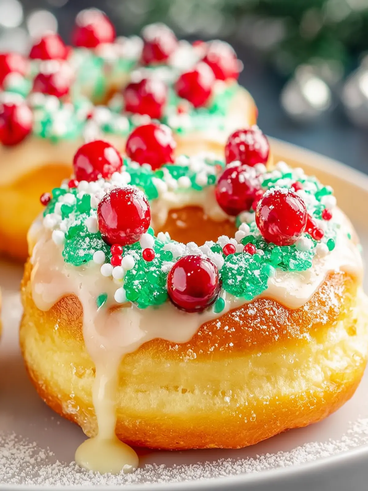 Festive Christmas Wreath Donut Rings Recipe to Delight First Image