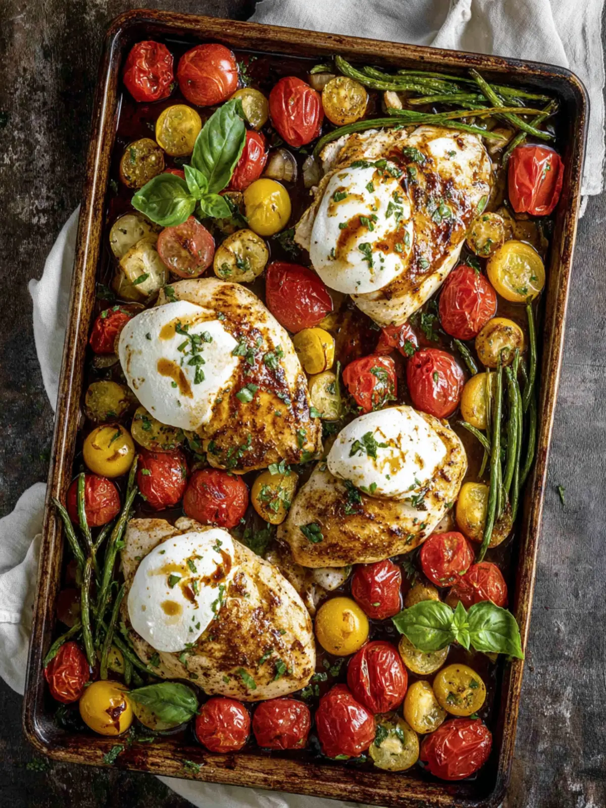 Chicken Caprese Sheet Pan Dinner First Image