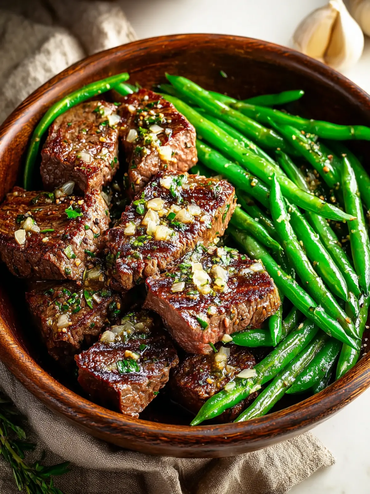 Garlic Butter Steak and Green Beans First Image