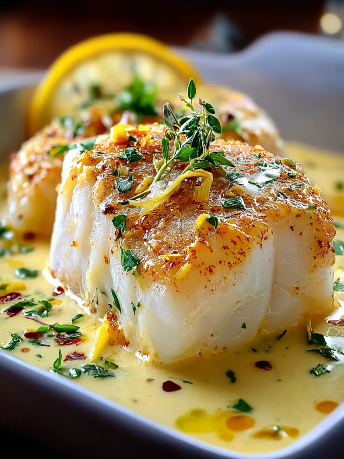 Irresistible Baked Cod in Coconut Lemon Cream Sauce First Image