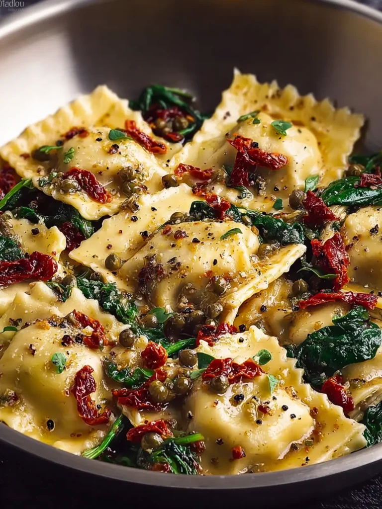Italian Ravioli with Spinach, Artichokes, Capers, Sun-Dried Tomatoes First Image