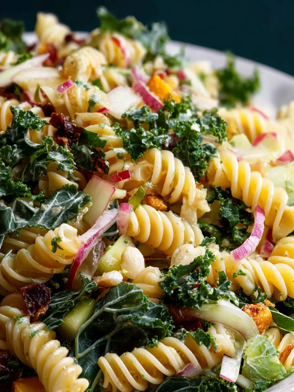 Kale Pasta Salad with Ginger Dijon Dressing: Refreshingly Easy!