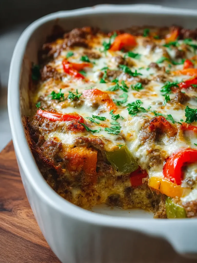 Savory Low Carb Philly Cheesesteak Casserole – Keto Dinner First Image