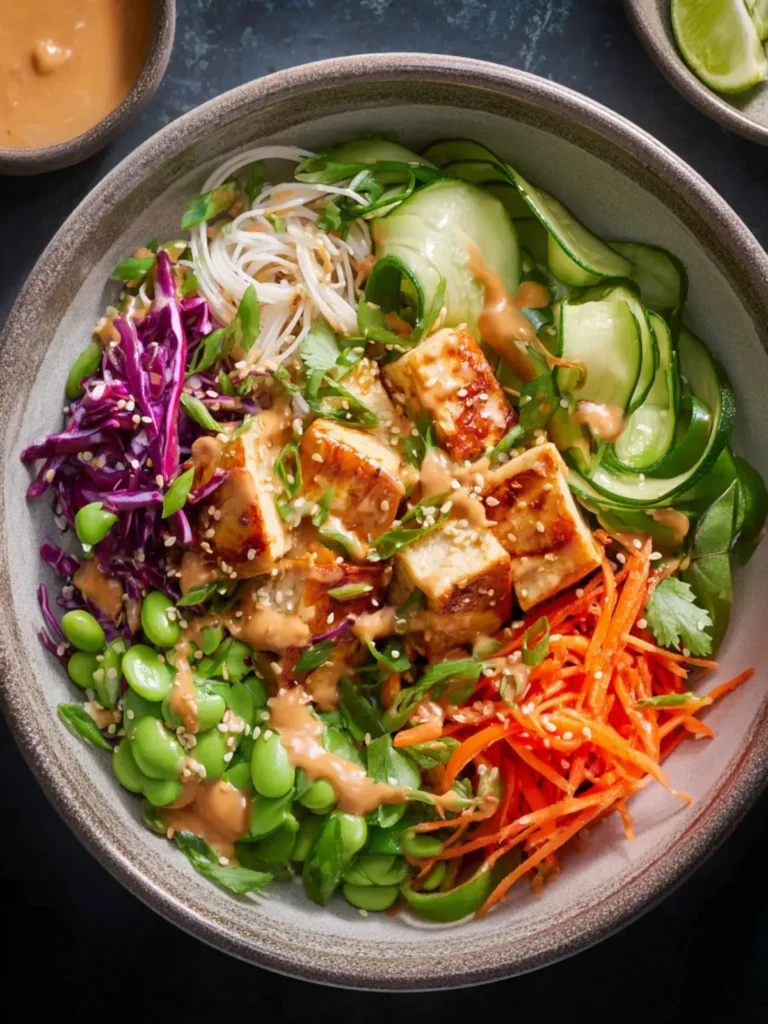 Spring Roll Bowls with Peanut Sauce First Image