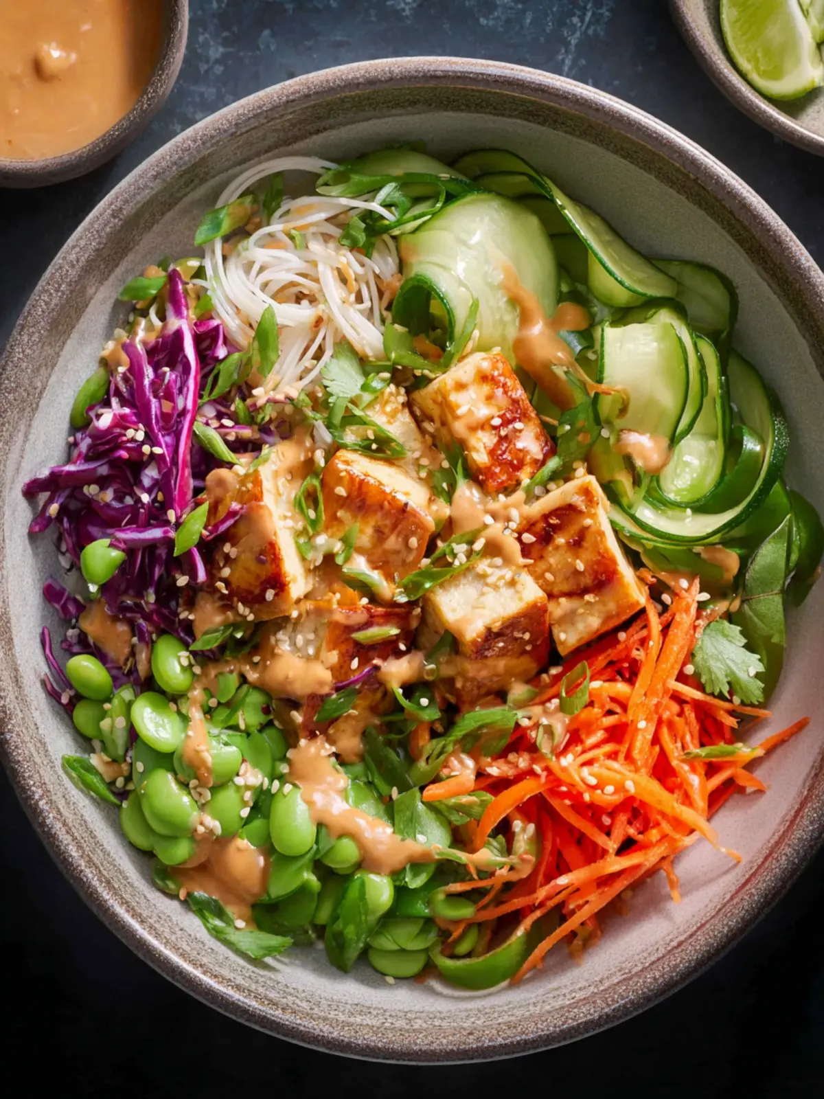 Spring Roll Bowls with Peanut Sauce First Image