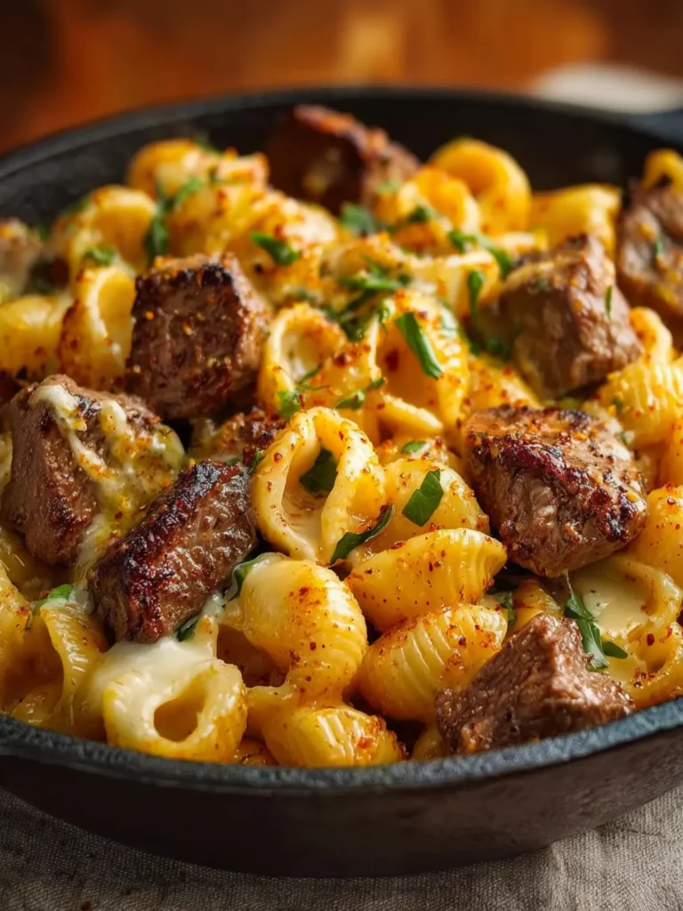 cajun steak bites cheesy shells First Image